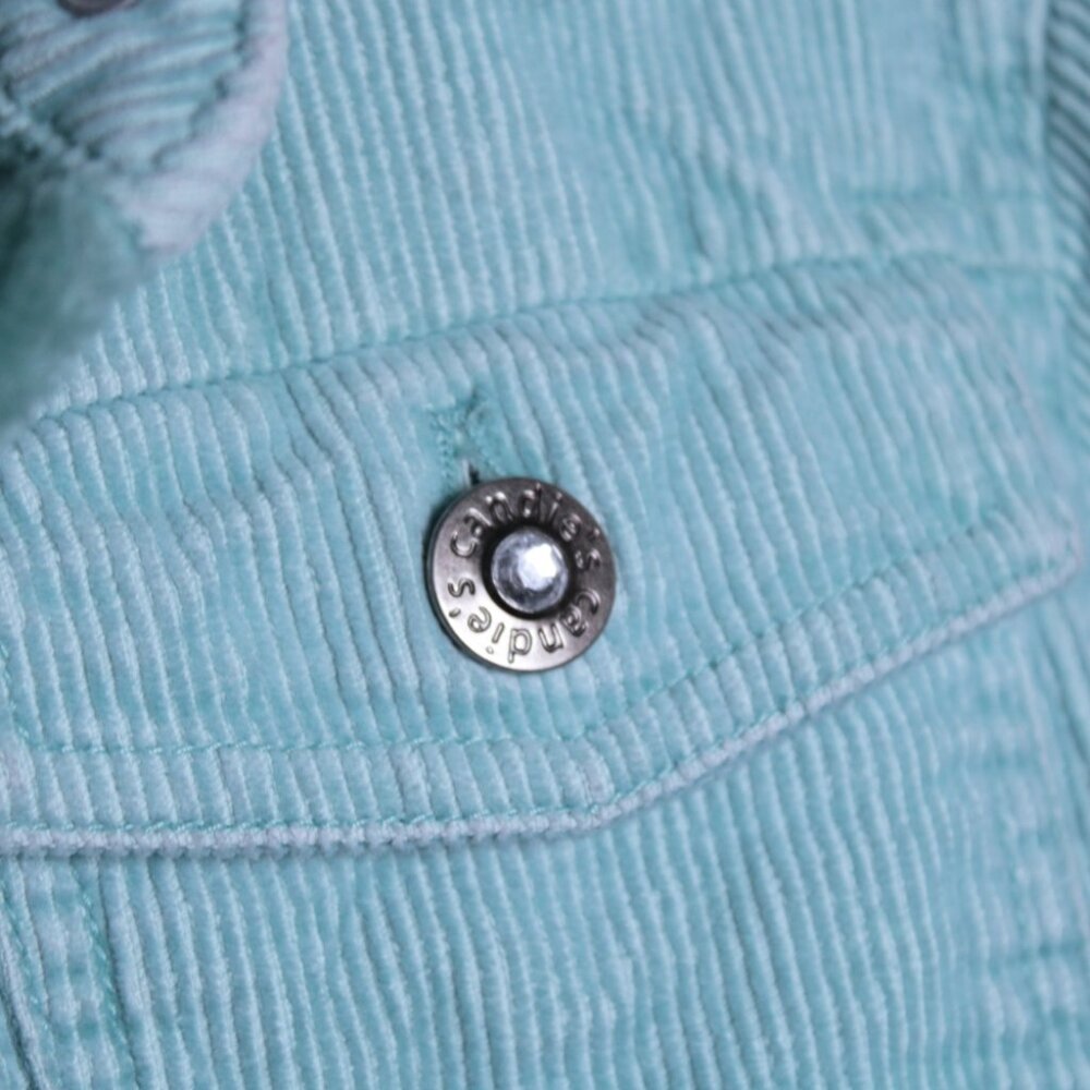 Candies Teal Corduroy Jacket with Rhinestone Buttons Kids Medium - Picture 6 of 16
